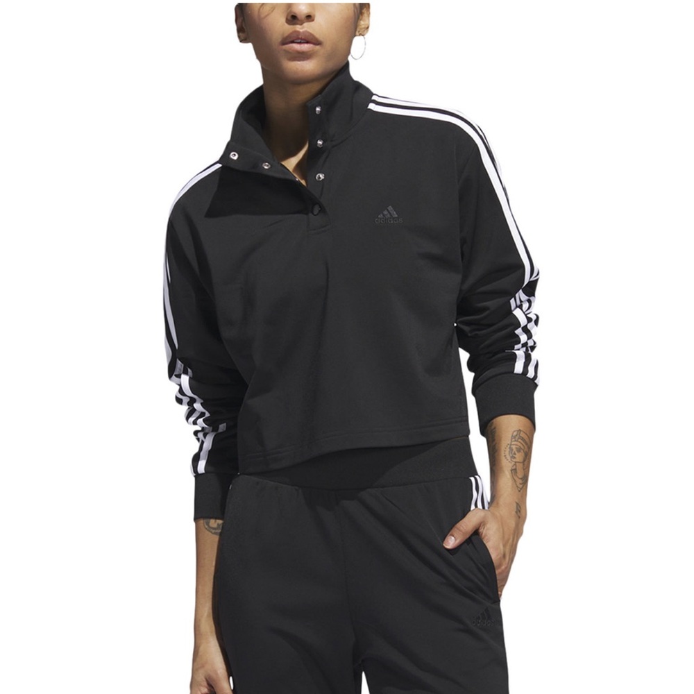 ADIDAS Women's Quarter-Snap-Up Tricot Pullover Top